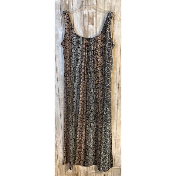 Glamour Brown Black Reptile Print Sleeveless Maxi Dress Size 14 - Picture 1 of 9